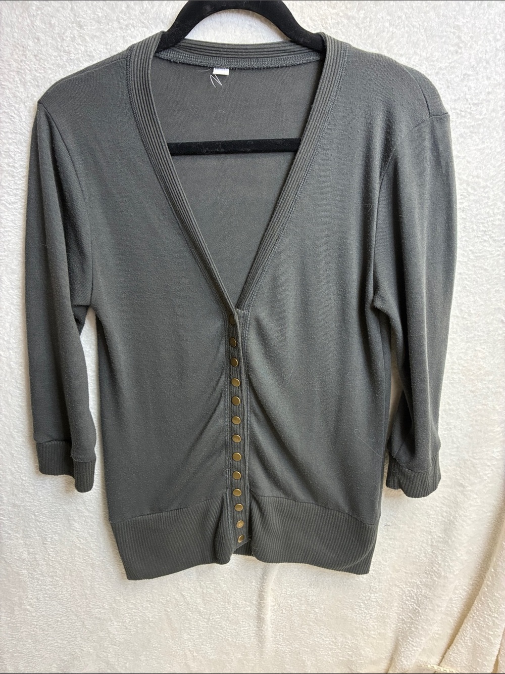 Classic V-Neck Button-Front Women's Cardigan Sweater - Gray